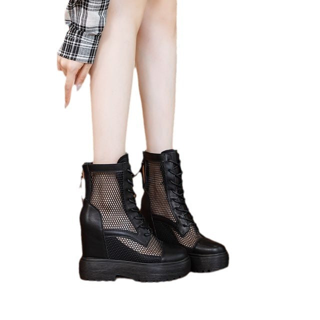 Women's Roman Muffin Thick Mesh Genuine Elevator Sandals