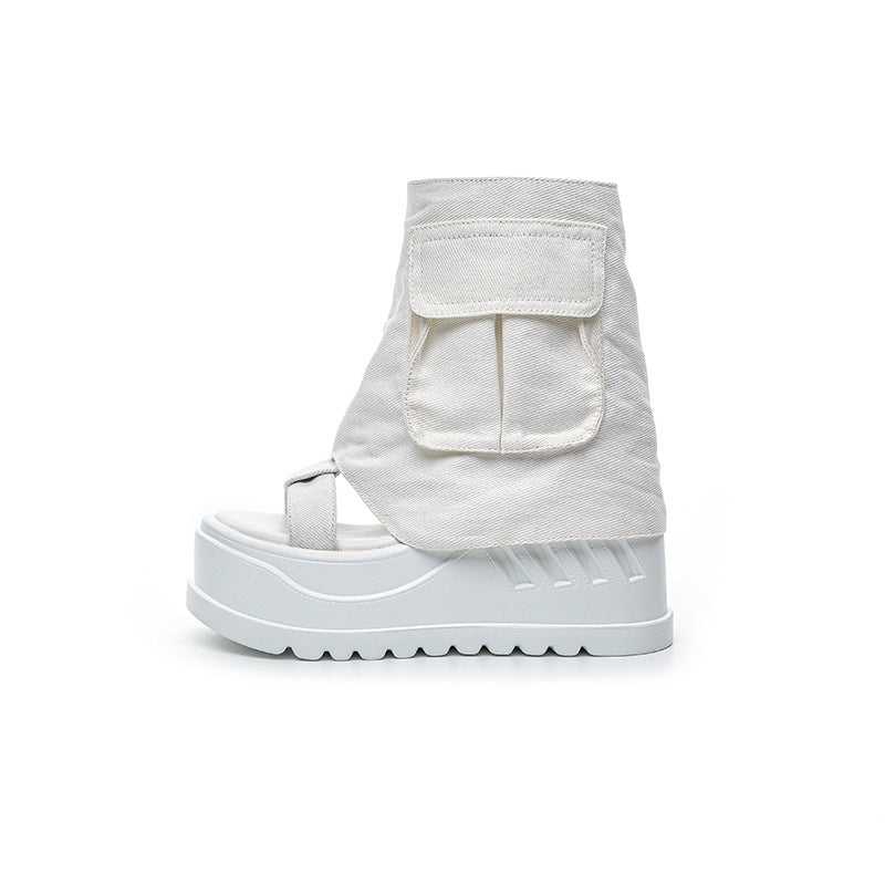 Women's Fashion Niche Summer Open Toe Denim Platform Sandals