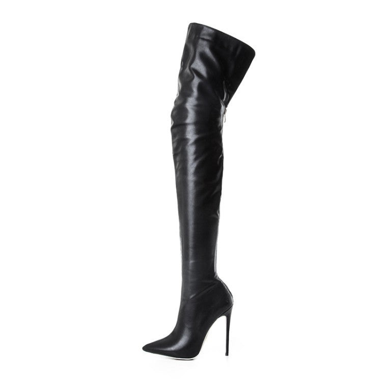 Women's Toe Back Zipper Stiletto Stovepipe Over The Heels
