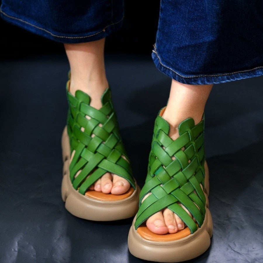 Women's High-quality Soft Roman Summer Woven High Heels