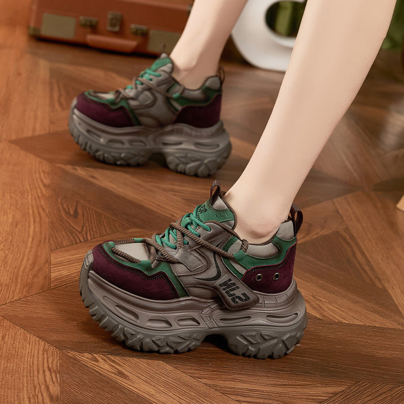 Women's Platform Dad Spring Height Increasing Insole Polished Women's Sports Shoes