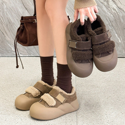 Bread Female Thick Bottom Velcro Big Women's Shoes