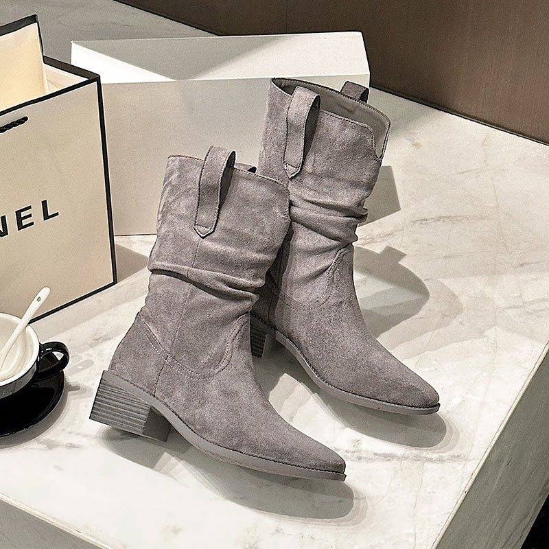 Women's Height Increasing Length Loose Socks V Cut Knee-high Thick Slimming Boots