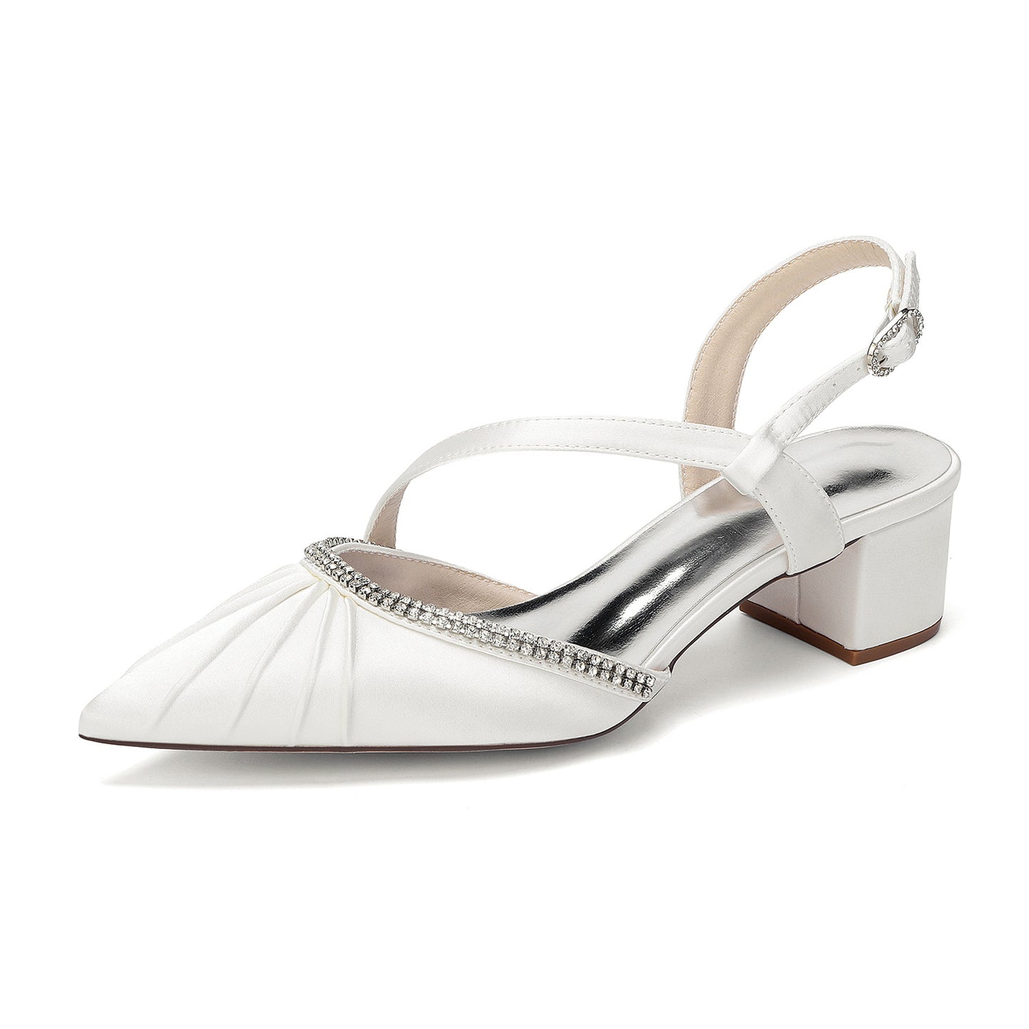 Mid Pointed Toe Drill Chain Back Belt Wedding Bridal Bridesmaid Women's Fashion Shoes