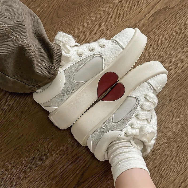 Women's & Men's Design Heart-shaped Platform Fashionable Height Increasing Men's Board Shoes