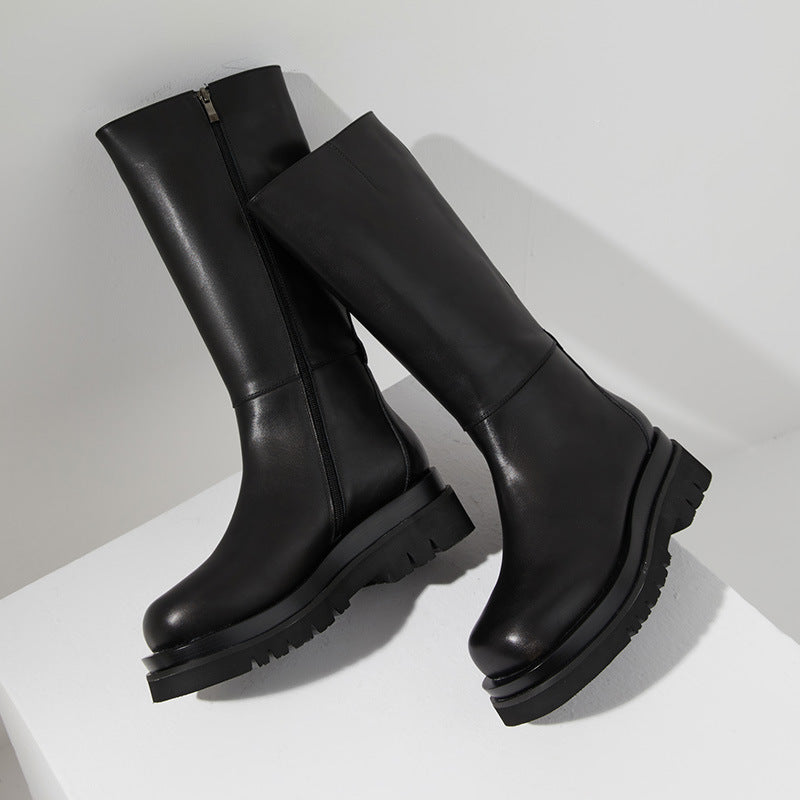 Men's Chelsea Platform First Layer Cowhide Boots