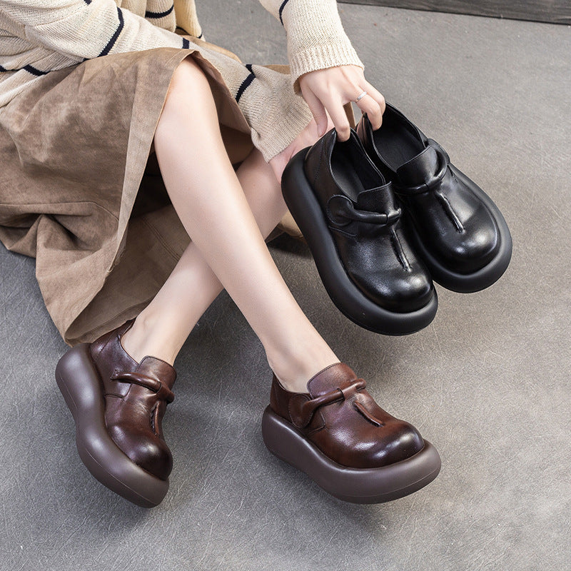 Women's Retro Simple First Layer Cowhide Comfort Commuter Women's Casual Shoes