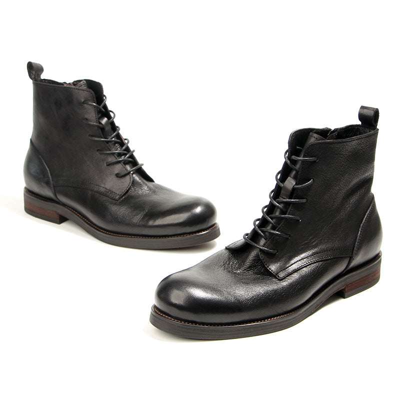 Men's Retro Handmade Distressed First Layer Cowhide Boots