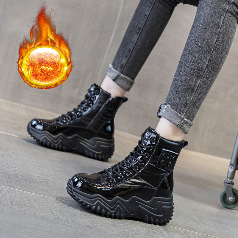 Women's Fleece-lined Height Increasing Leisure Genuine Elevator Thick Women's Casual Shoes