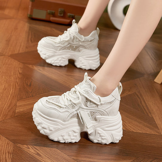 Women's Platform Dad Spring Rhinestone Fashion Small Height Increasing Women's Sports Shoes