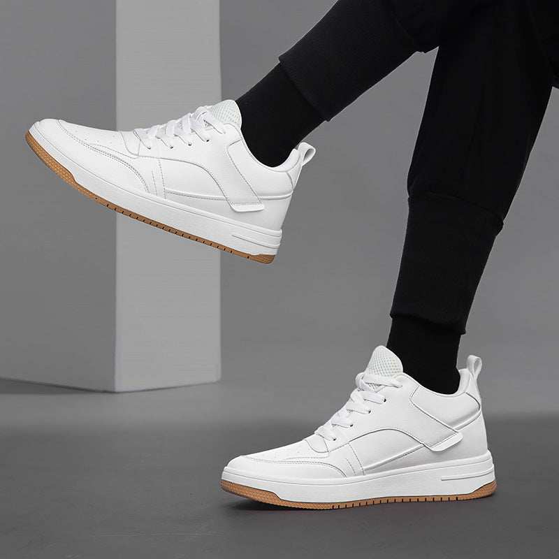 Men's Hight Increasing Invisibly Heightened White Breathable Men's Casual Shoes