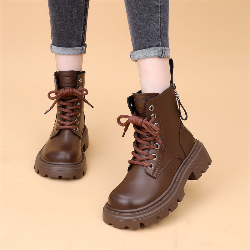 Women's Korean Style Martin British Autumn Thick Bottom Breathable Fried Boots