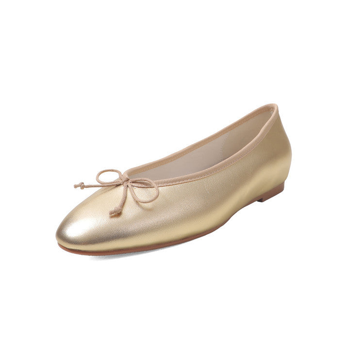 Women's Flat Spring Genuine Inside Outside Bow Korean Style Women's Fashion Shoes