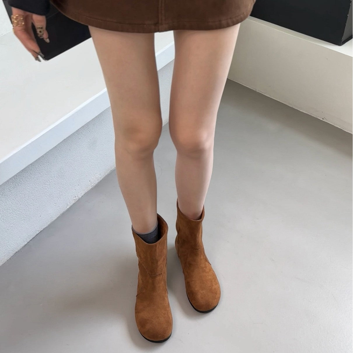 Women's Retro Lazy Style Pinecone Booties Round Toe Flat Bottom Martin Women's Leather Boots