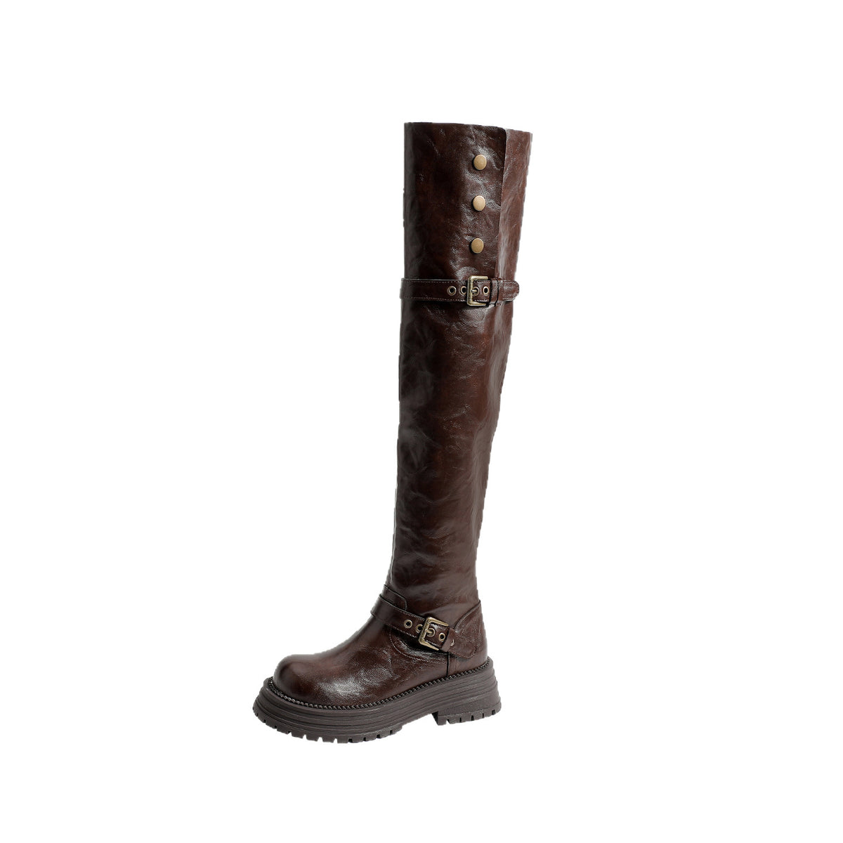 Small Thick Legs Fashion Black Bottom High Women's Leather Boots
