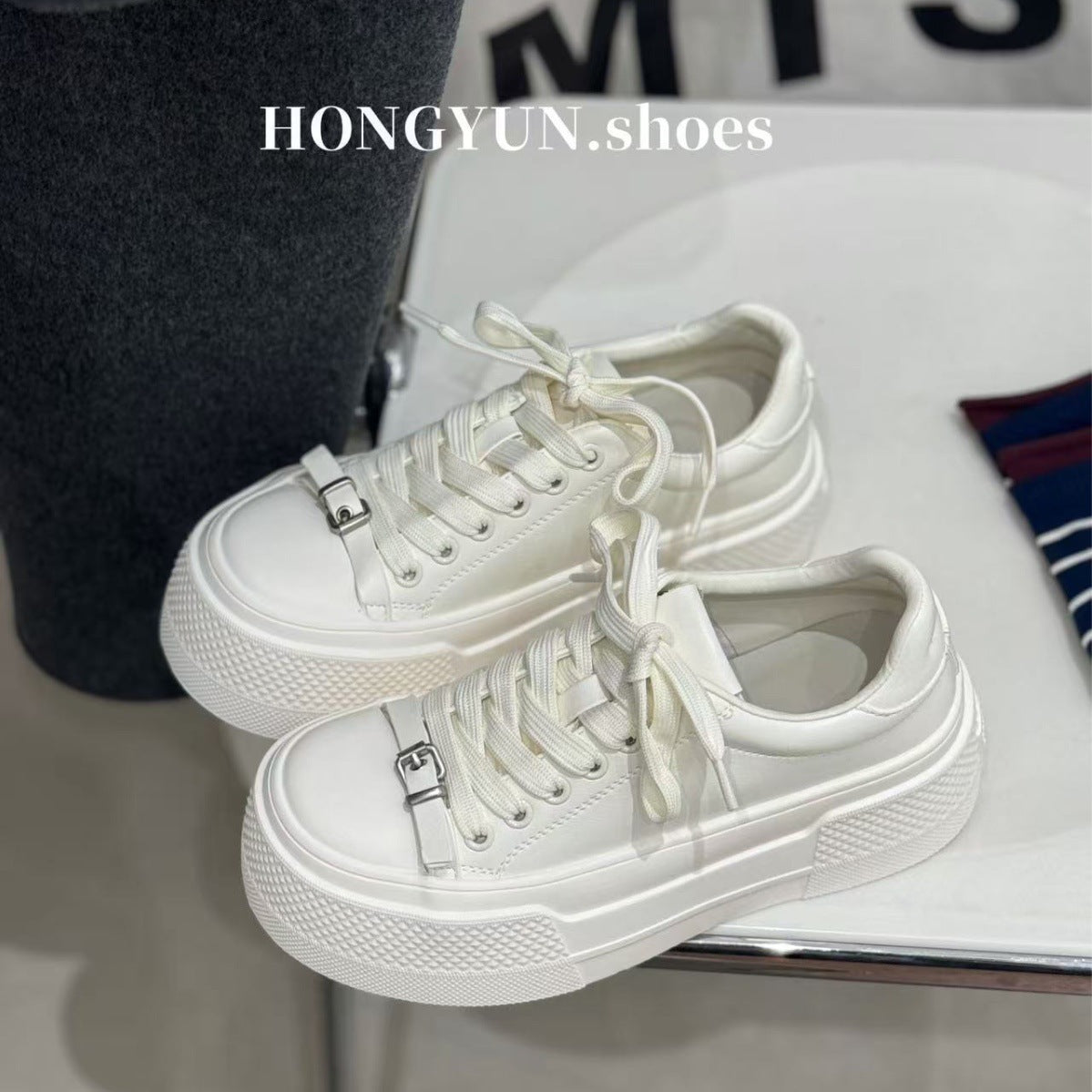 Women's Rhyme Genuine Platform Autumn Versatile Heightened Easy Women's Casual Shoes