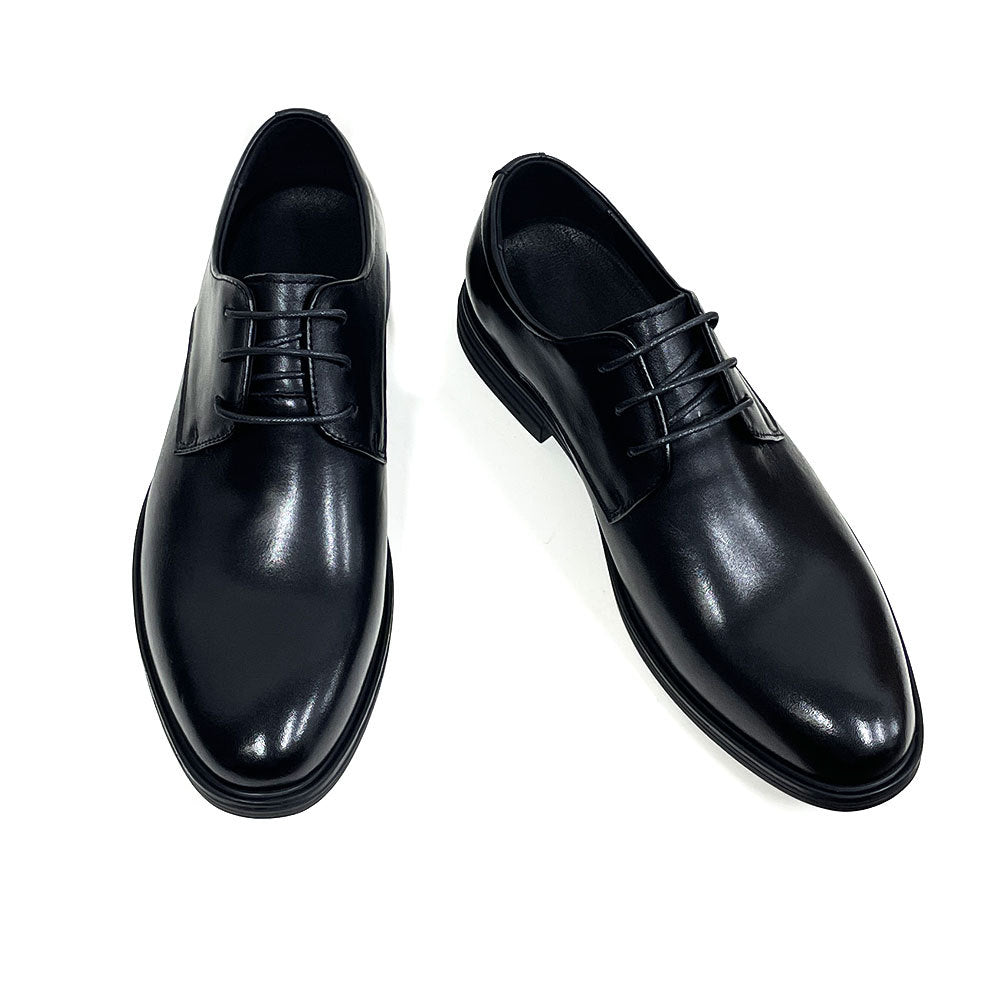 Men's Layer Cowhide Professional Elegant Simple Derby Wedding Men's Business Leather Shoes