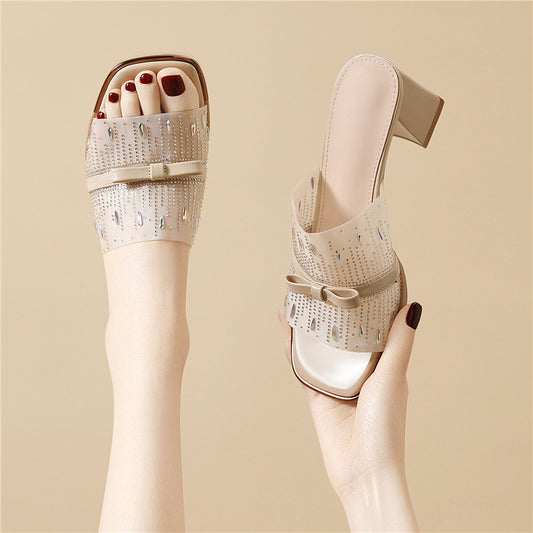 French Style Evening Chunky Fairy Summer Slippers