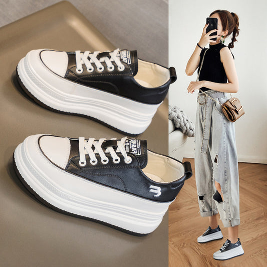 Women's Autumn Raise The Bottom Muffin Biscuit Shape Sports White Women's Casual Shoes