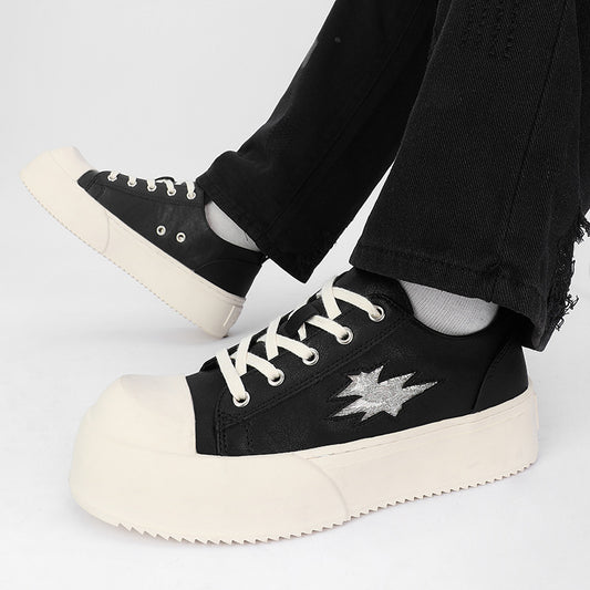 Men's Derby Trendy American Black Commuter Big Head Sneakers