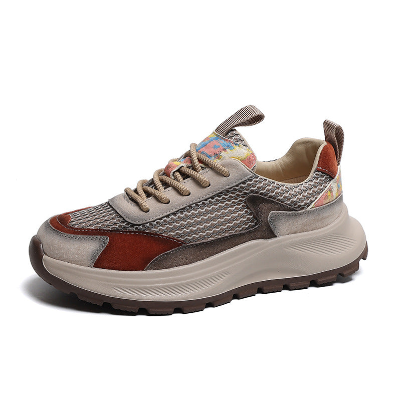 Women's Authentic Color Matching Mesh Surface Breathable Platform Casual Shoes