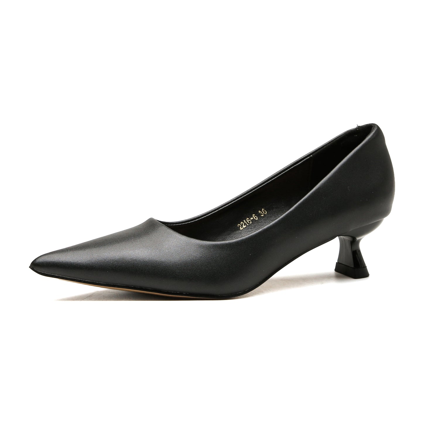 Women's Pointed Toe Shallow Mouth Elegant Plain Surface Pumps Professional Kitten Heels