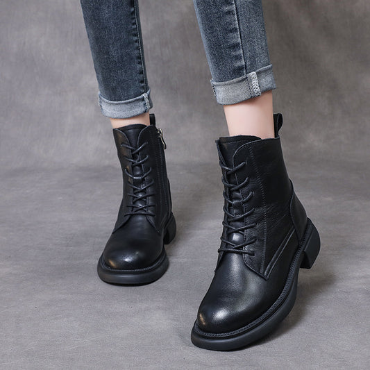 Women's British Style Martin Slimming Soft Bottom Front Boots