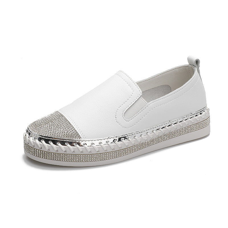 Slip-on Platform Lazy Cowhide Easy Wear Flat Women's Casual Shoes