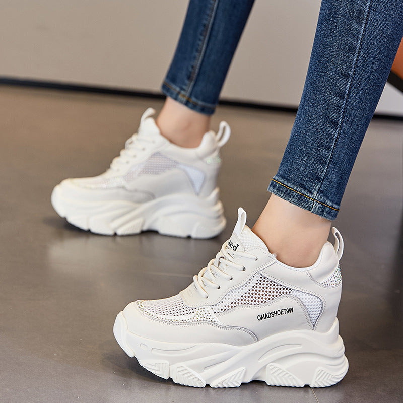 Women's Dad Hidden White Platform Sports Small Heels