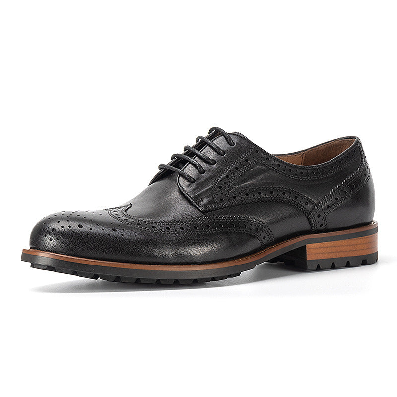 Men's Brogue British Retro Handmade Genuine Formal Wear Leather Shoes