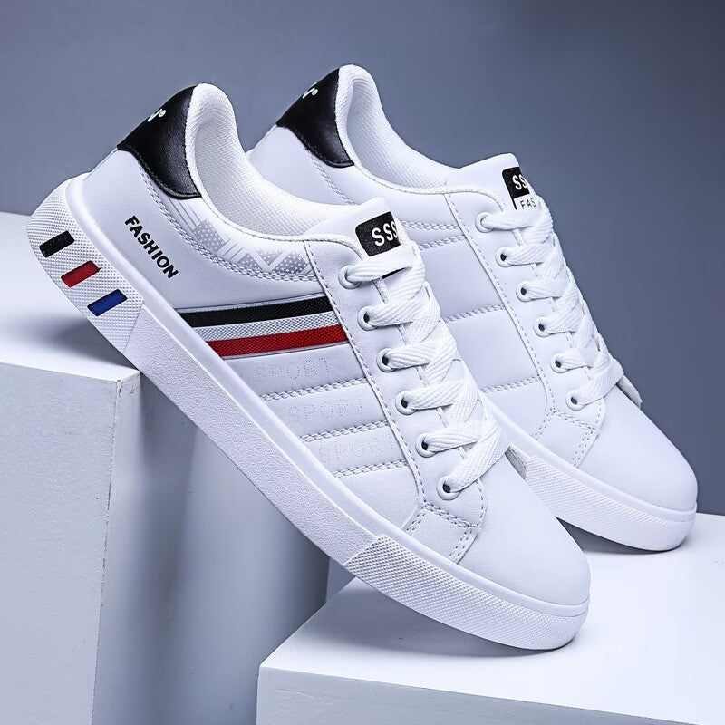 Men's Large Size Trendy Breathable White Low Sneakers