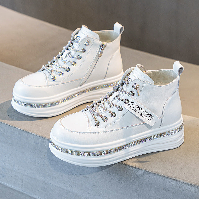 Women's Platform Muffin Height Increasing Insole Rhinestone Sneakers