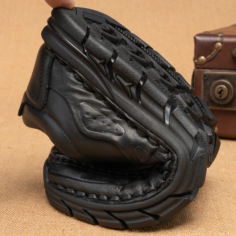 Men's First Layer Cowhide Soft Bottom Slip On Leather Shoes