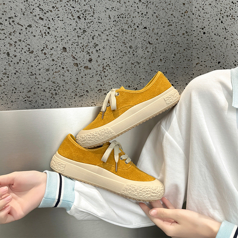Women's Rubber Sole Retro Solid Color British Style Women's Casual Shoes