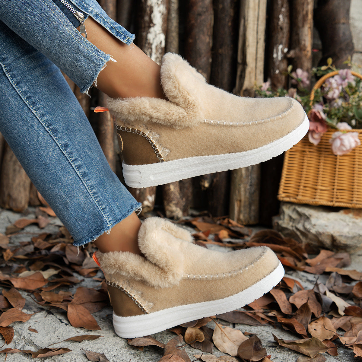 Women's Winter Cotton Plus Size Fleece-lined Thicker Women's Shoes