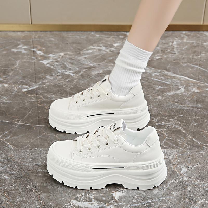 Women's Fashion Four Boutique White Thick Bottom Women's Board Shoes