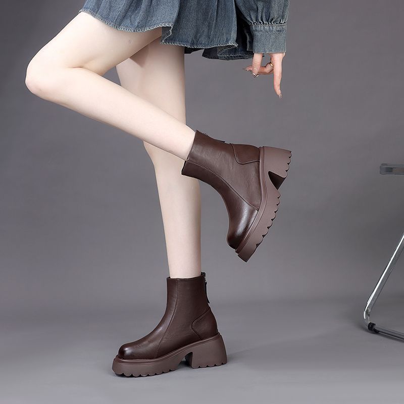 Women's Martin Veet Short Platform Height Increasing Women's Leather Boots