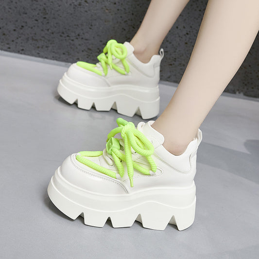 Women's Black Daddy Autumn Invisible Elevated Fashion Sneakers