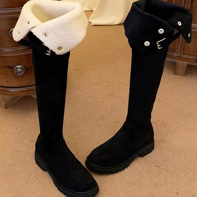 Women's Knee Knight Thick Bottom Fleece-lined Long Snow Boots