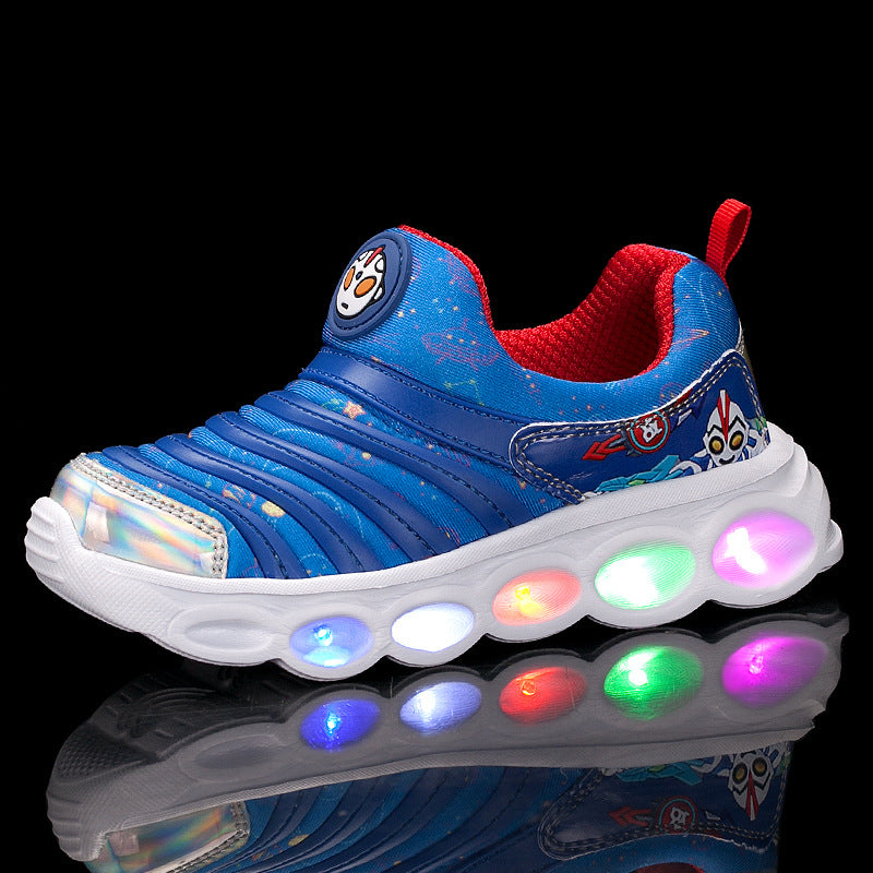 Children's Caterpillar Boys Luminous Light Mesh Breathable Kid's Sneakers