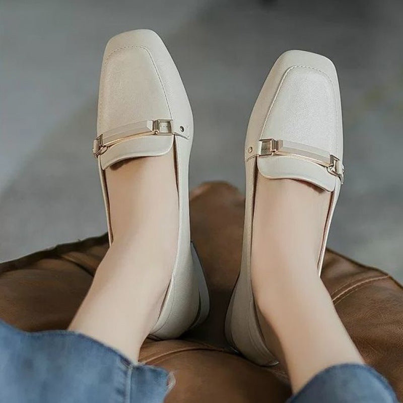 Women's Small For British Style Single-layer Low Thick Square Casual Shoes