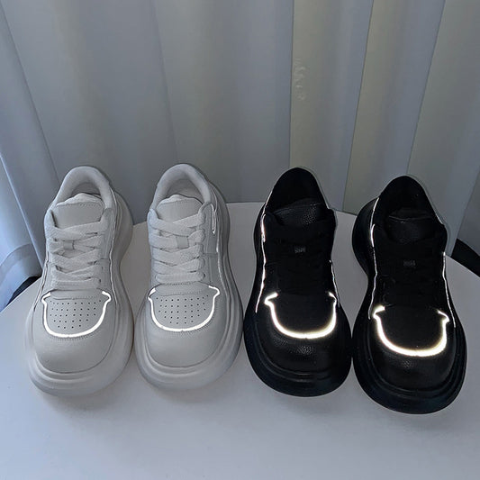 Women's White Korean Fashionable Reflective Platform Show Feet Women's Sports Shoes