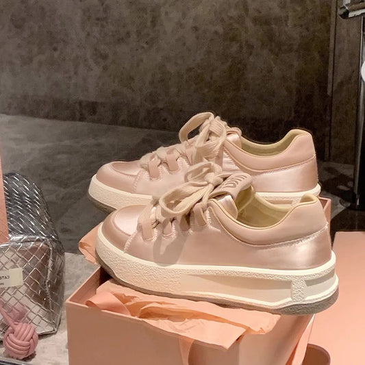 Grape Mom Satin Round Head Thick Sneakers