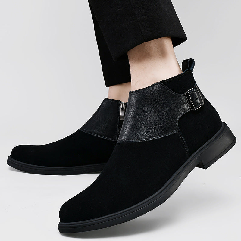 Men's Plus Size British Style Short Zipper Boots