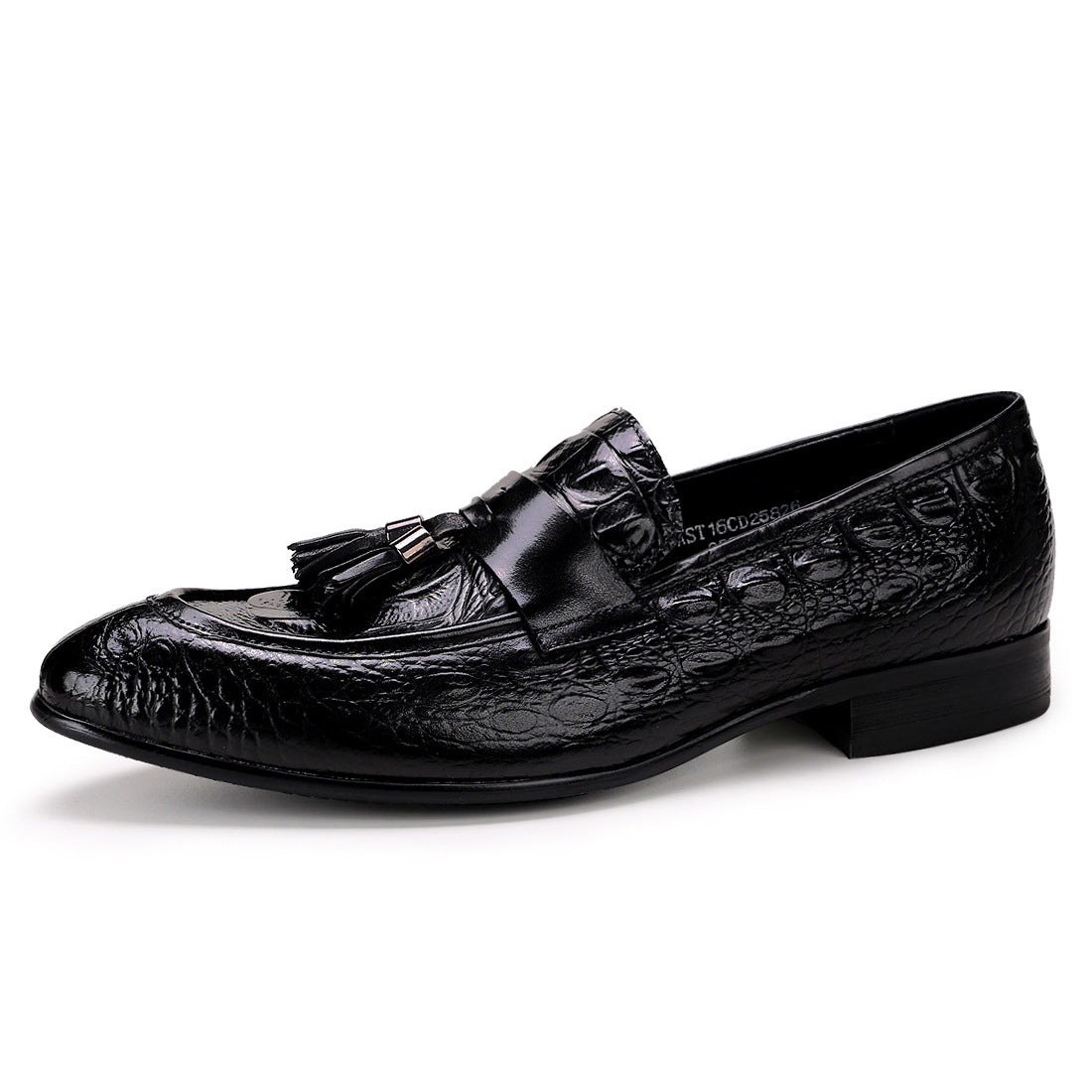 Men's British Pointed Genuine Crocodile Pattern Tassel Men's Shoes