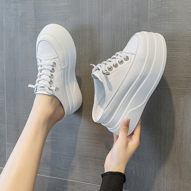 Women's Spring Thick Bottom Sports Breathable Mesh White Women's Casual Shoes