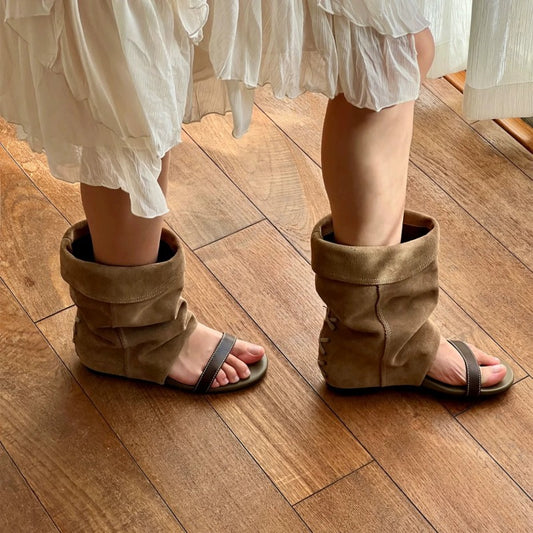 Short Tube Pile Style Height Increasing Insole Hot Pants Fashion Women's Leather Boots