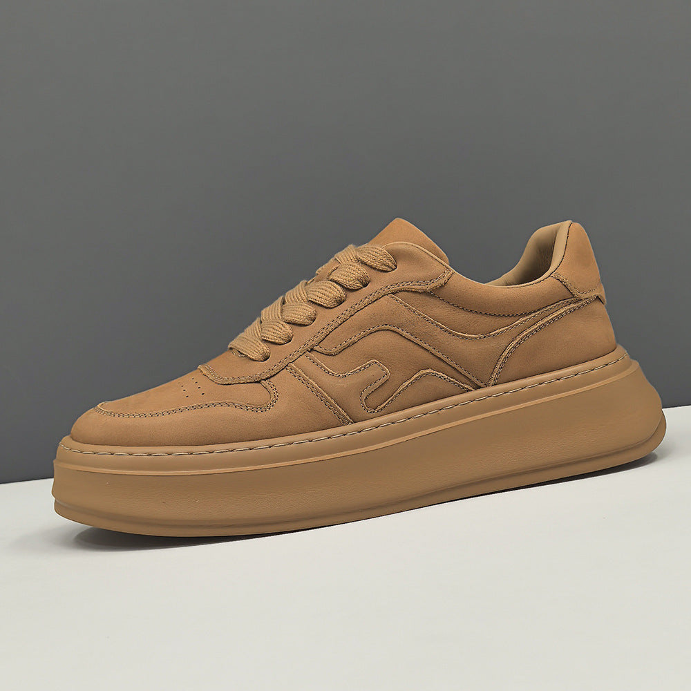 Men's Boys Fashion Top Layer Cowhide Platform Sneakers