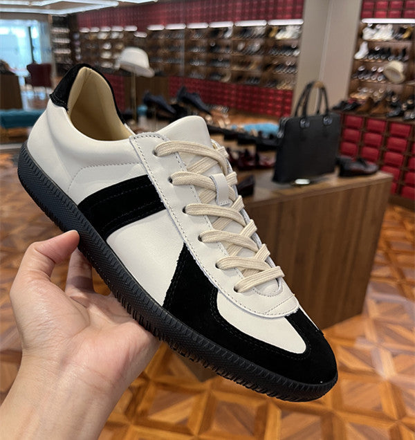 Men's Outdoor Sports Flat White German Training Sneakers