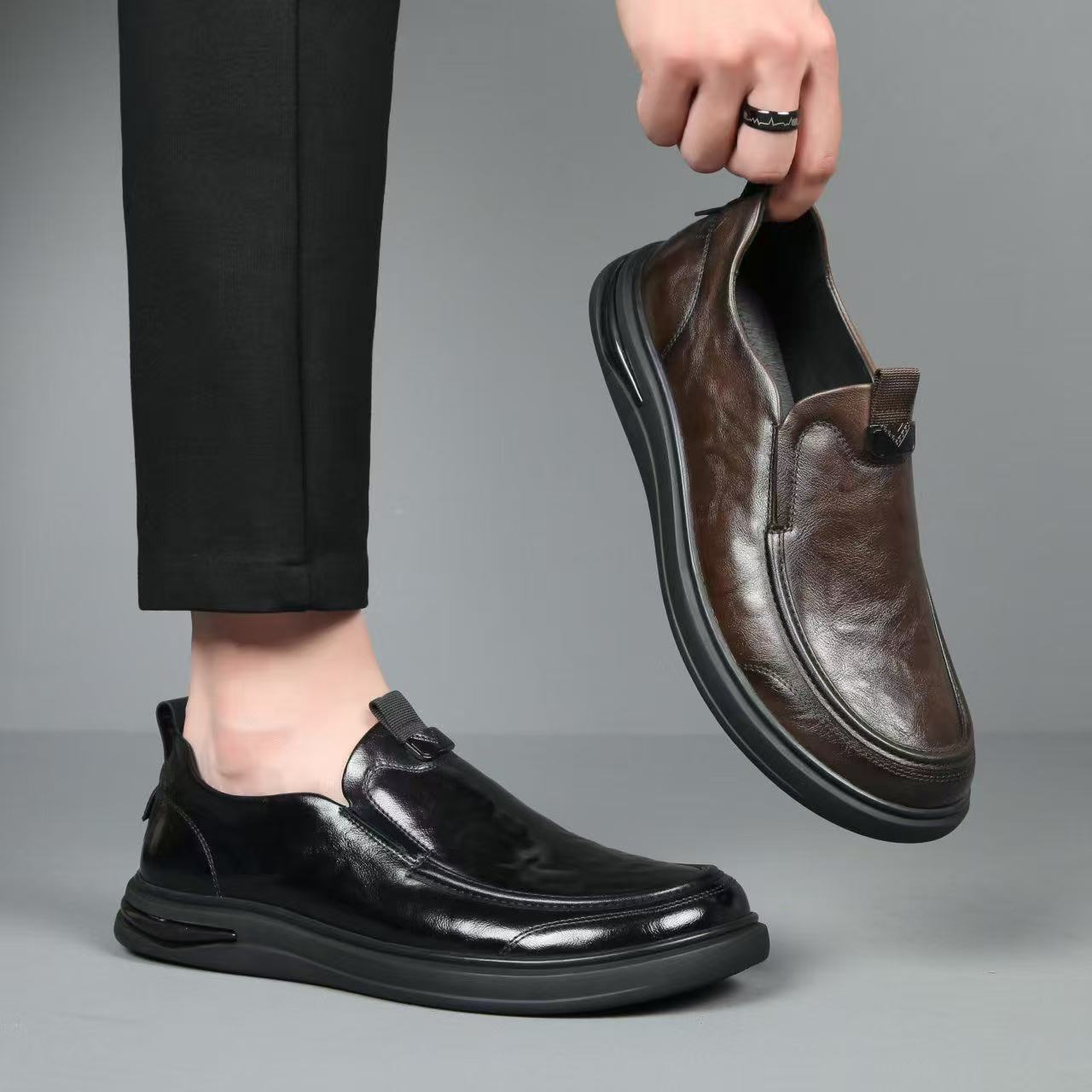 Men's Autumn First Layer Cowhide Business Cover Platform Men's Shoes